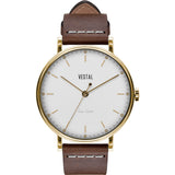 Vestal The Sophisticate Italian Leather Watch | Light Brown/Gold/White