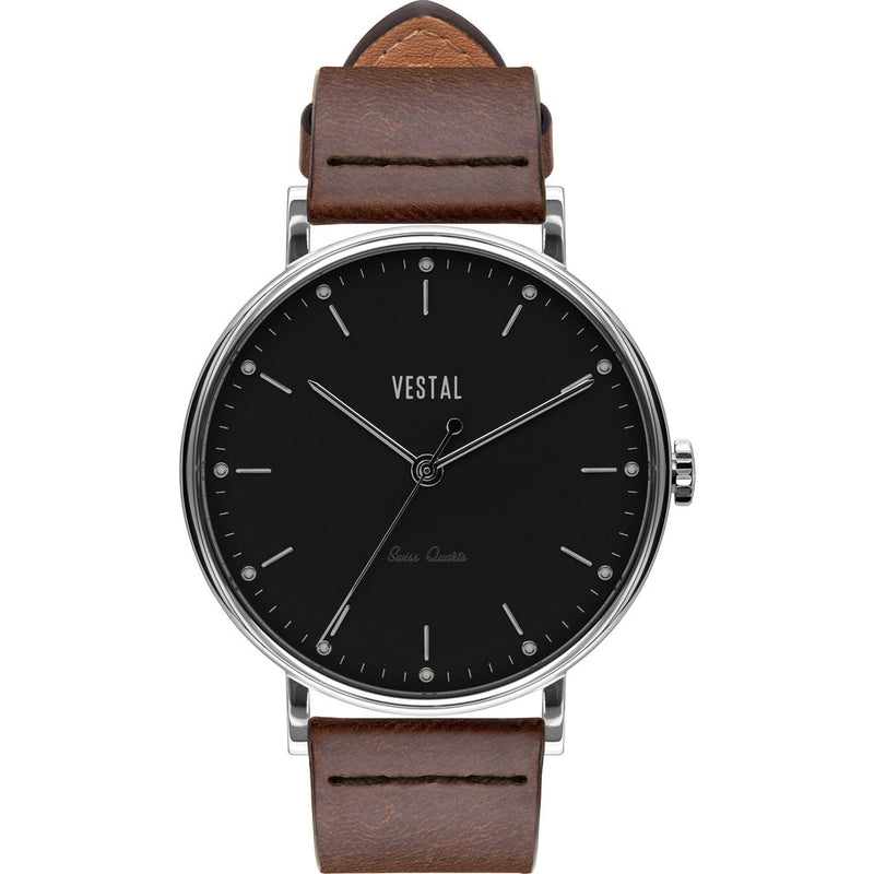 Vestal The Sophisticate Italian Leather Watch | Brown/Silver/Black