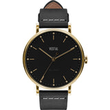 Vestal The Sophisticate Italian Leather Watch | Black/Gold/Black