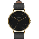Vestal The Sophisticate Italian Leather Watch | Black/Gold/Black