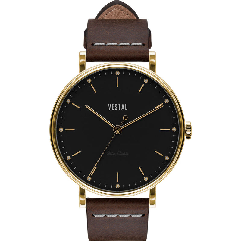 Vestal The Sophisticate Italian Leather Watch | Dark Brown/Gold/Black