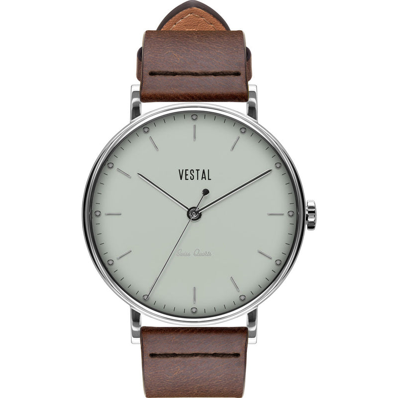 Vestal The Sophisticate Italian Leather Watch | Brown/Silver/Marine