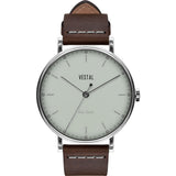 Vestal The Sophisticate Italian Leather Watch | Dark Brown/Silver/Marine