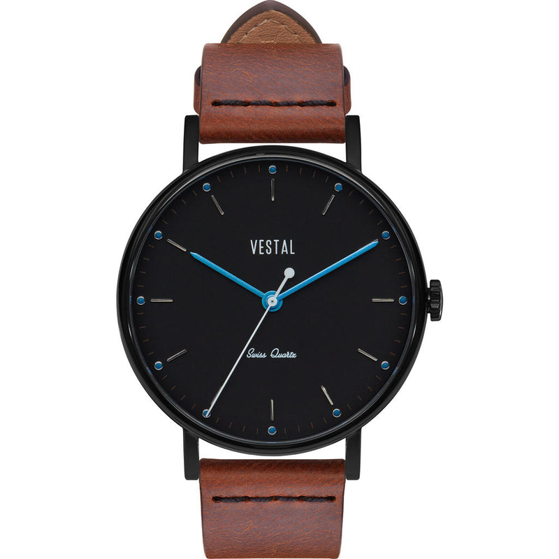 Vestal The Sophisticate Italian Leather Watch | Cordovan/Black/Blue Accent
