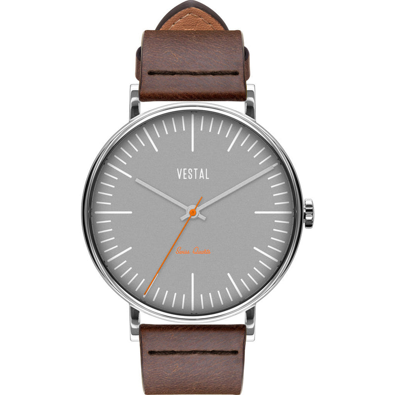 Vestal The Sophisticate Italian Leather Watch | Brown/Silver/Grey
