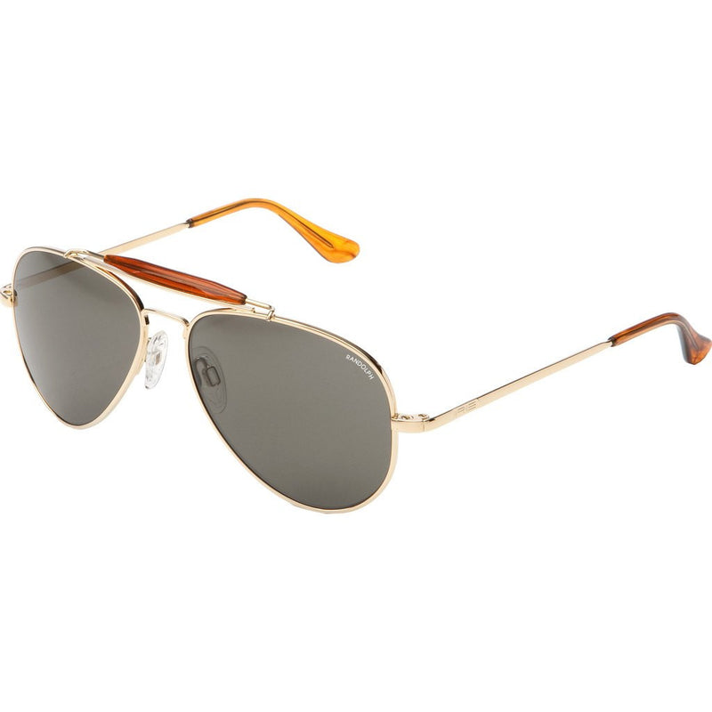 Randolph Engineering Sportsman 23K Gold Plated Sunglasses | Gray Polarized Glass Skull 57MM SP71434