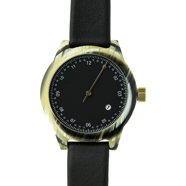 squarestreet SQ03 Minuteman One Hand Black Watch | Horn/Black Leather SQ03 A-09
