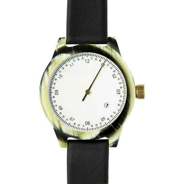 squarestreet SQ03 Minuteman One Hand Off-White Watch | Horn/Black Leather SQ03 A-17