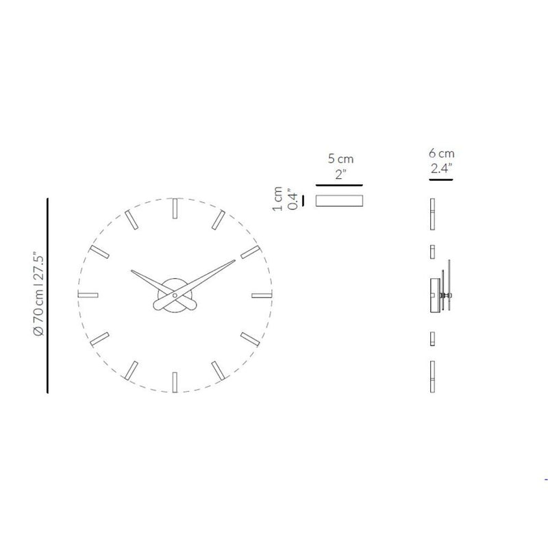 Nomon Sunset I Wall Clock | Walnut/Chromed Brass