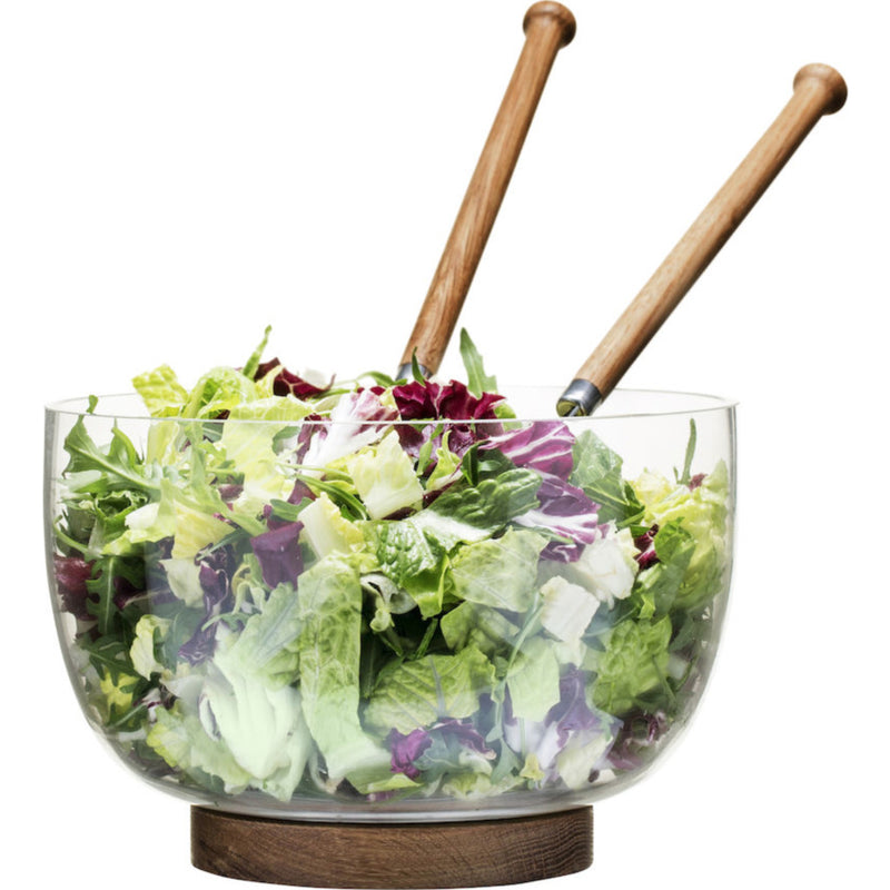 Sagaform Nature salad bowl w/oak trivet 5017604 clear/brown