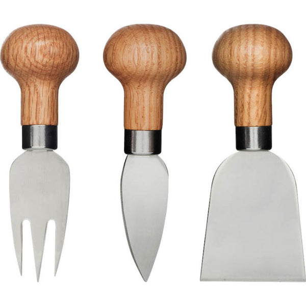Sagaform Nature cheese knife set, pack of 3 5017198 silver/brown