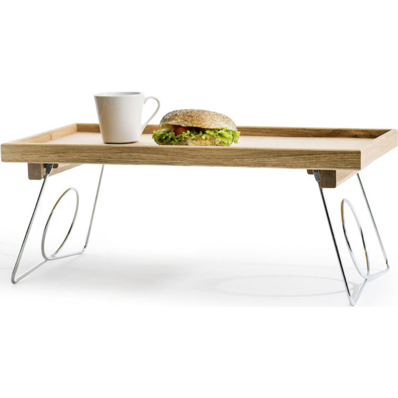 Sagaform Nature bed tray with folding legs 5016119 silver/brown