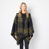 Faribault Shadow Plaid Wool Cape | Green/Blue/Black 14824 One Size