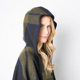 Faribault Shadow Plaid Wool Cape | Green/Blue/Black 14824 One Size
