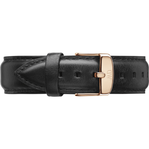 Daniel Wellington Classic Sheffield Black Leather Men's Wristband | Rose Gold 0307DW