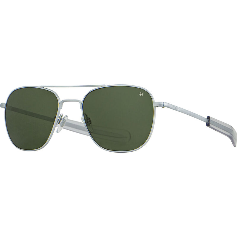 American Optical Original Pilot Sunglasses Bayonet | Matte Silver/Glass Green
