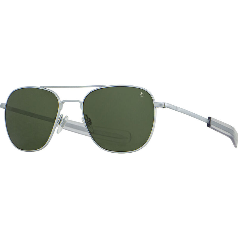 American Optical Small Original Pilot Sunglasses Bayonet | Matte Silver/Nylon Green