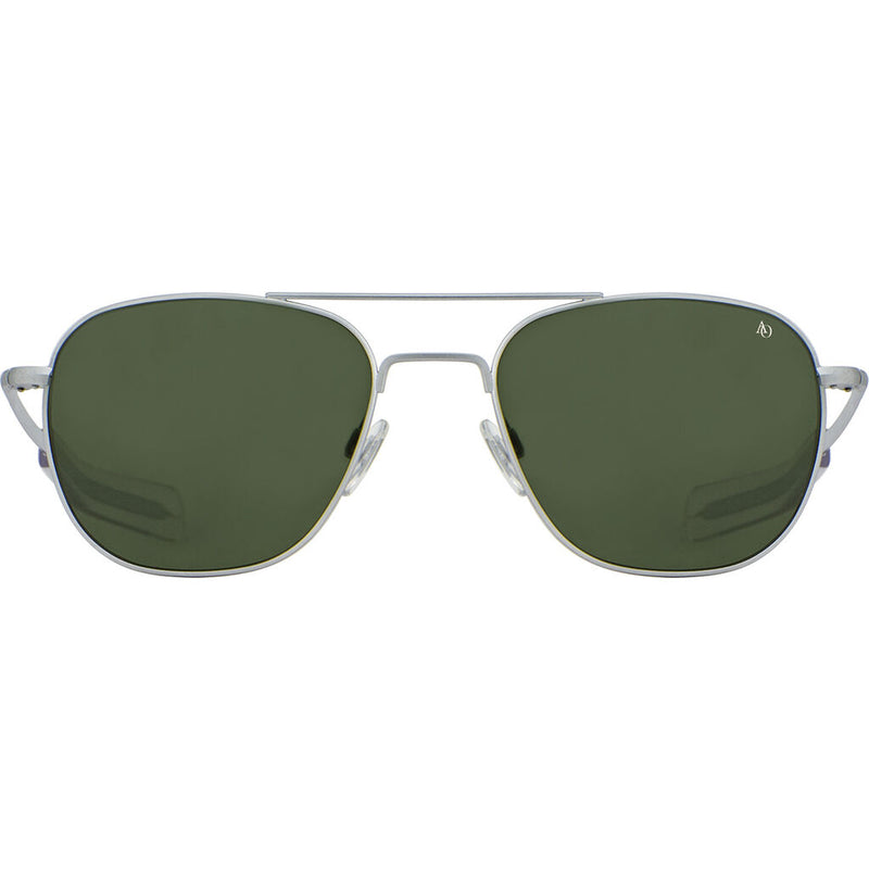 American Optical Original Pilot Sunglasses Bayonet | Matte Silver/Polarized Glass Green