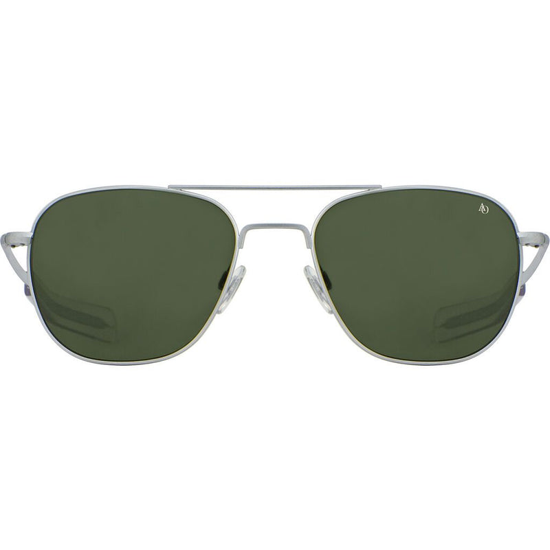 American Optical Original Pilot Sunglasses Bayonet | Matte Silver/Polarized Nylon Green