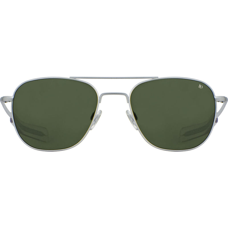 American Optical Original Pilot Sunglasses Bayonet | Matte Silver/Glass Green