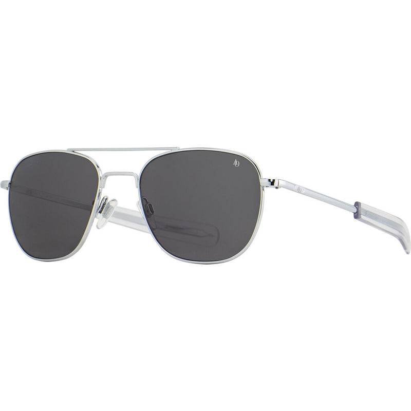 American Optical Big Original Pilot Sunglasses Bayonet | Silver/Polarized Glass Grey