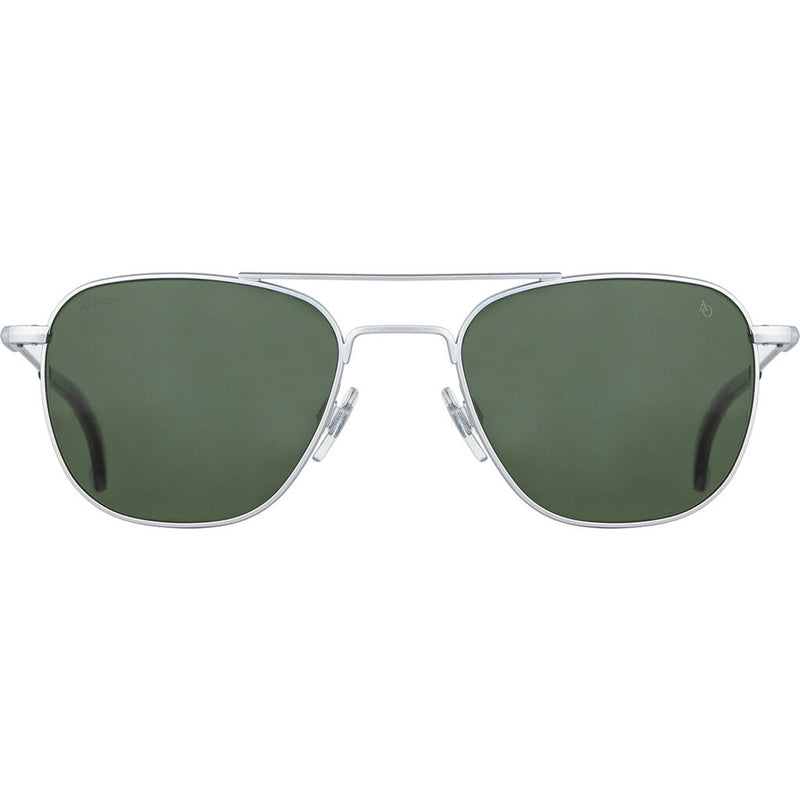 American Optical Big Original Pilot Sunglasses Standard | Matte Silver/Polarized Nylon Green