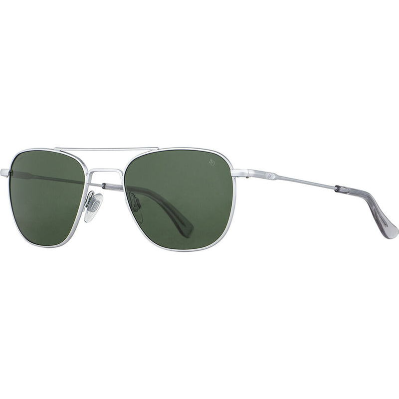 American Optical Small Original Pilot Sunglasses Standard | Matte Silver/Glass Green