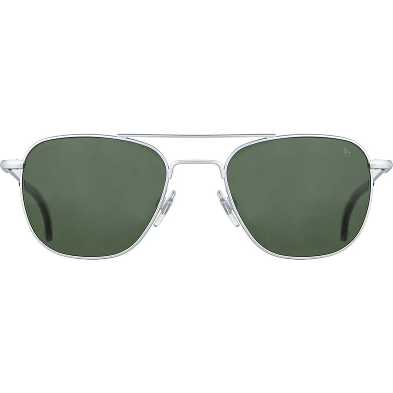 American Optical General Silver Sunglasses Standard w/smoke tip 55-14-140mm | Polarized Glass Green