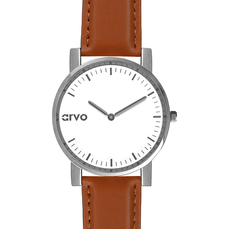 Arvo White Timeus Edison Watch | Silver/Brown