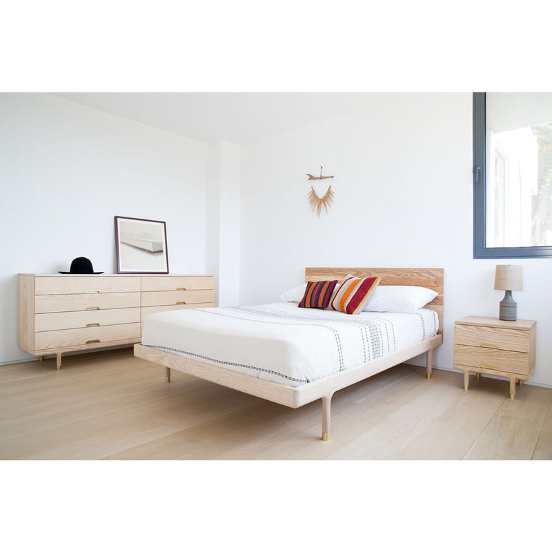 Kalon Simple Wood Bed Frame w/ Headboard | Ash
