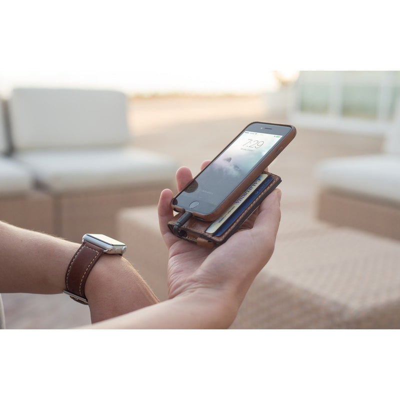 Nomad Horween Leather Slim Charging Wallet | Brown WALLET-LIGHTNING-SLIM-HORWEENBRN