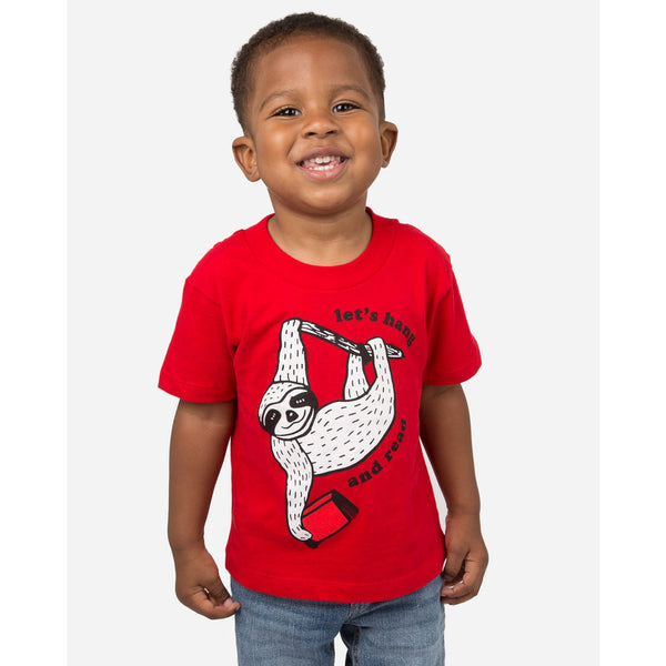 Out of Print Let's Hang and Read Kid's T-Shirt | Red 2 YR Y-2058