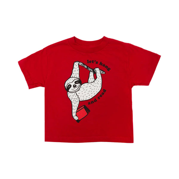Out of Print Let's Hang and Read Kid's T-Shirt | Red 4/5 YR Y-2058