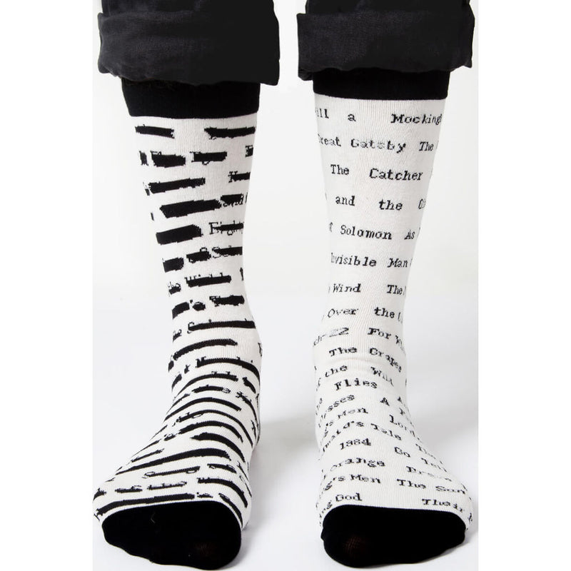 Out of Print Banned Books Adult Socks | Black & White