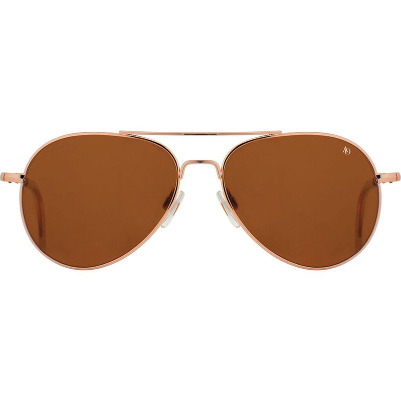 American Optical Genral Rose Gold Sunglasses Standard w/clear tip 58-14-145mm | Polarized Nylon Brown