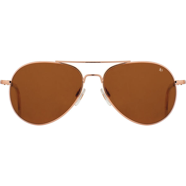 American Optical Genral Rose Gold Sunglasses Standard w/clear tip 55-14-140mm | Glass Brown
