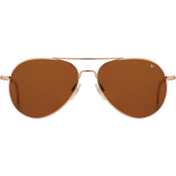 American Optical Genral Rose Gold Sunglasses Standard w/clear tip 55-14-140mm | Polarized Glass Brown