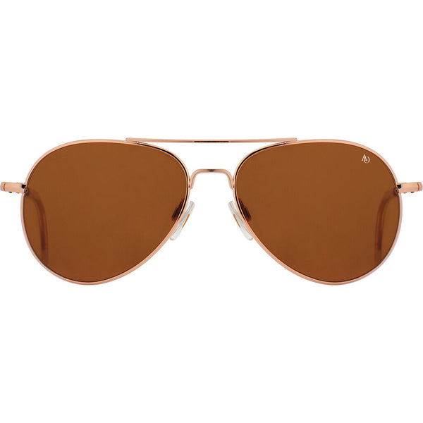 American Optical Genral Rose Gold Sunglasses Standard w/clear tip 58-14-145mm | Polarized Glass Brown