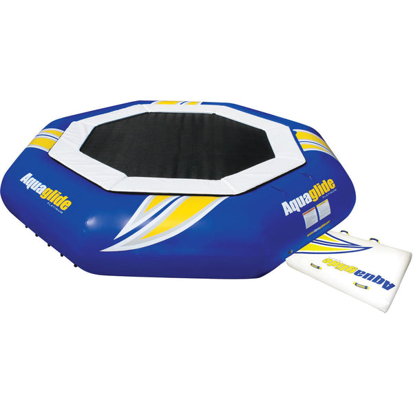 Aquaglide Supertramp 17 Inftable Trampoline w/ Swimstep | Yellow/Blue/White 58-5209102