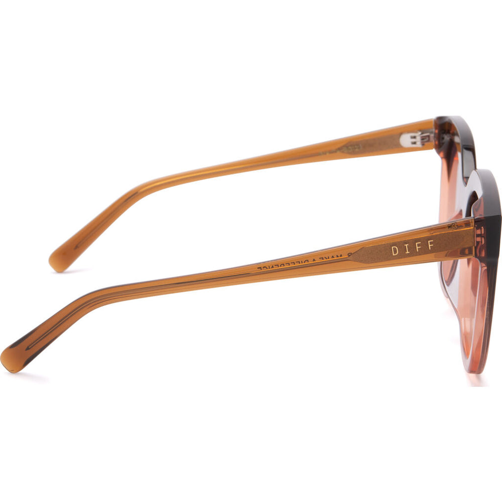 Diff Eyewear Women\'s Sunglasses in Taupe Beige with Dark Lenses Harlowe Square Sunglasses | Gold & Taupe Flash | DIFF Eyewear main image 3