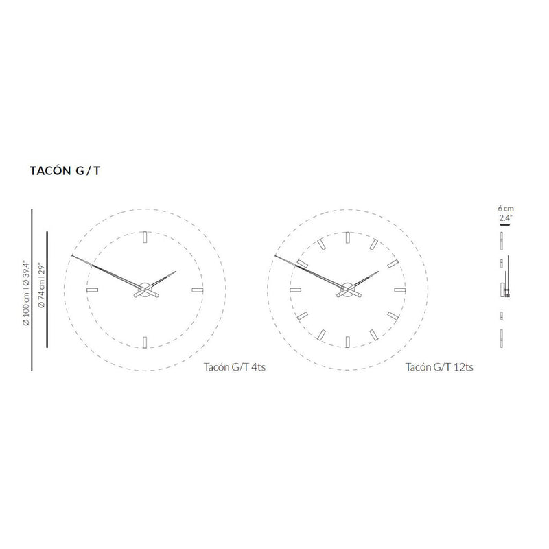 Nomon Tacon 12 L Wall Clock | Chromed Brass/Walnut