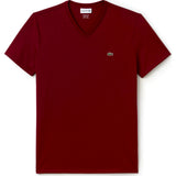 Lacoste V Neck Pima Men's T-Shirt |  Bordeaux