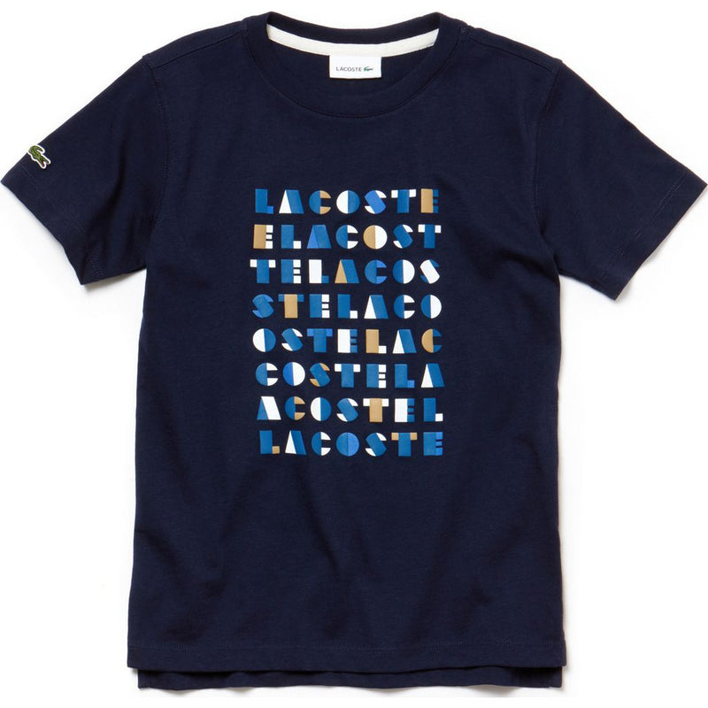 Lacoste Boy's Crew Neck Graphic Lettering Cotton Jersey T-Shirt