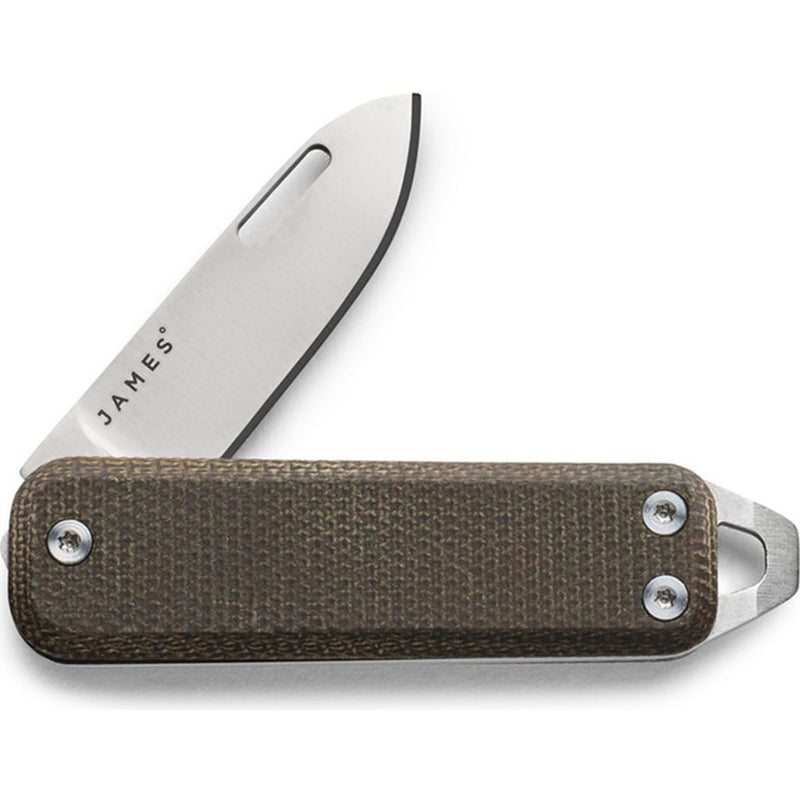 The James Brand Elko Folding Knife | OD Green Micarta/Stainless Straight