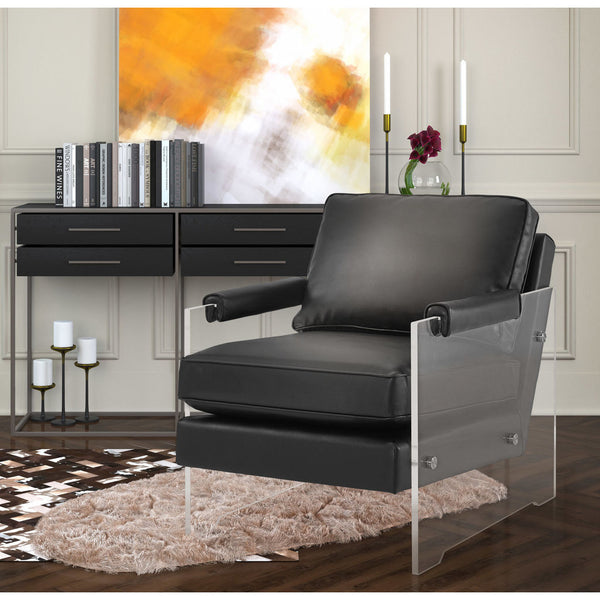 TOV Furniture Serena Eco Leather/Lucite Chair | Black- TOV-A125