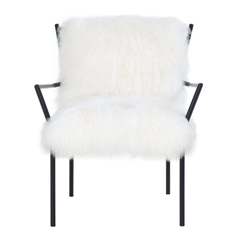 TOV Furniture Lena Sheepskin Chair | White/Black TOV-A129
