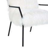 TOV Furniture Lena Sheepskin Chair | White/Black TOV-A129