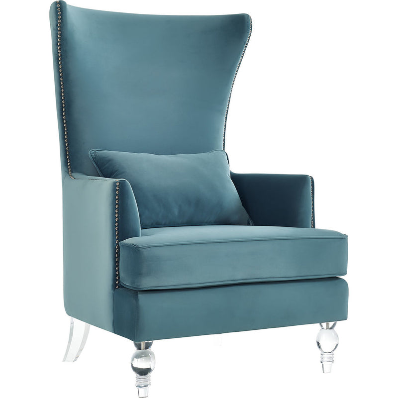 TOV Furniture Bristol Velvet Chair with Lucite Legs | Sea Blue- TOV-A139