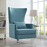 TOV Furniture Bristol Velvet Chair with Lucite Legs | Sea Blue- TOV-A139