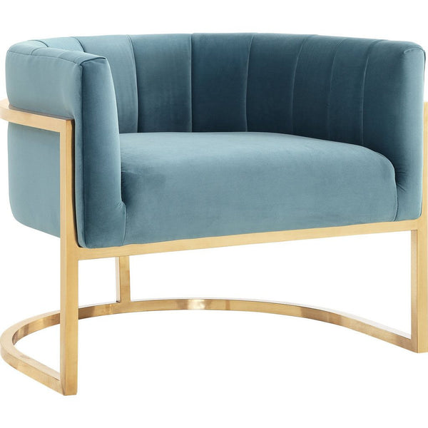 TOV Furniture Magnolia Chair | Sea Blue/Gold TOV-A144